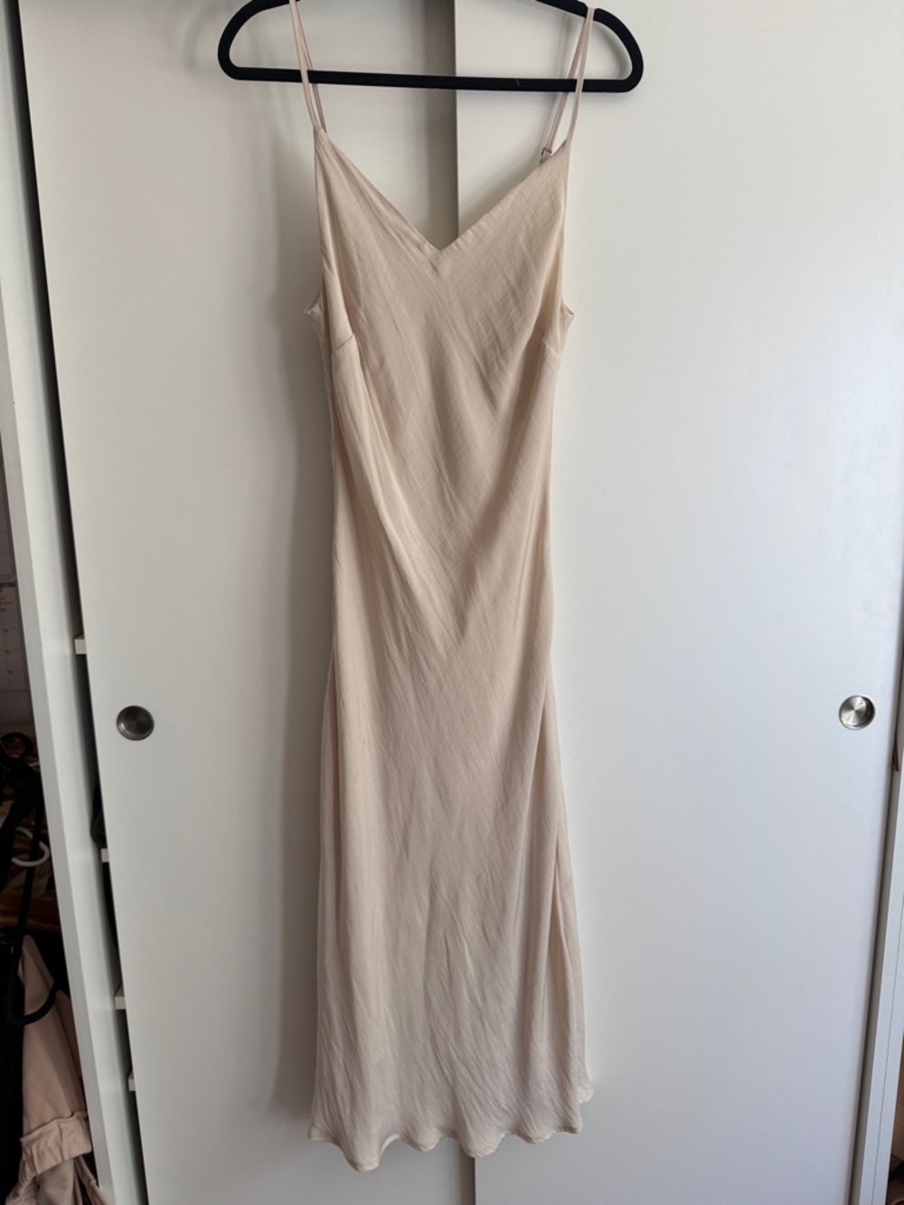 Elegant Cream Slip Dress with Thin Straps